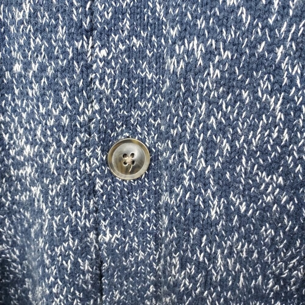 Brooklyn Calling Cardigan Men's M Grandpa Sweater Shawl Collar Blue White Fleck image 7