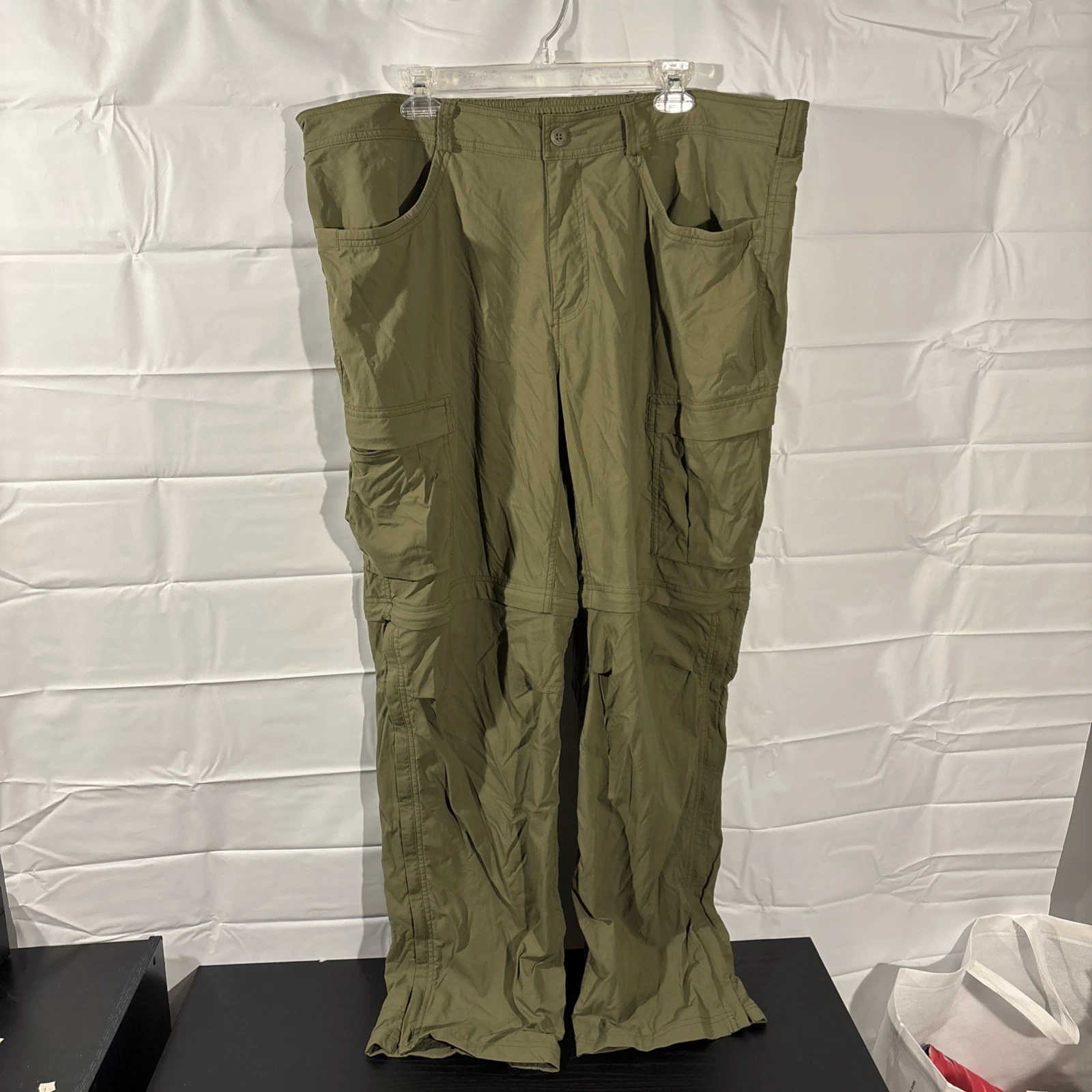 REI Co-op Pants Mens 44x34 Green Sahara Convertible Zip Off Cargo Hike Camp Fish