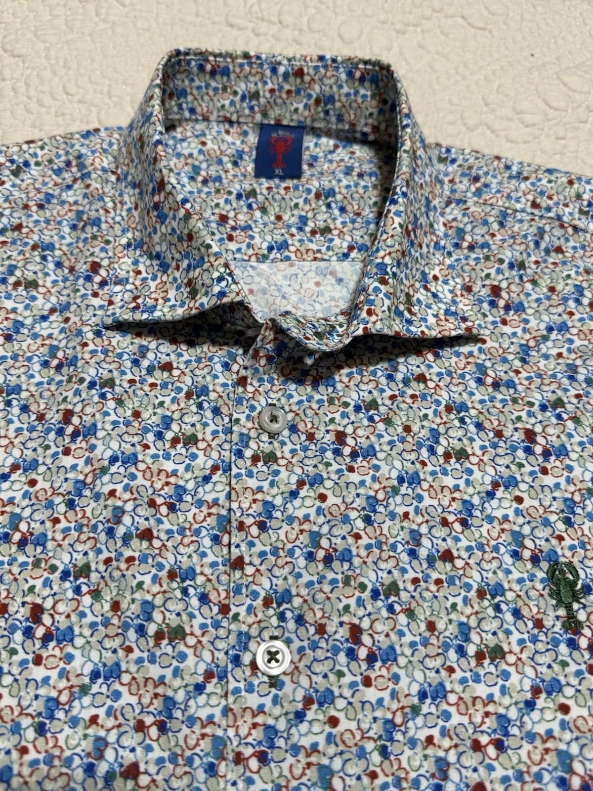 La Sirène Homme Men's XL Multicolor Floral Lobster Embroidered LS Button Up