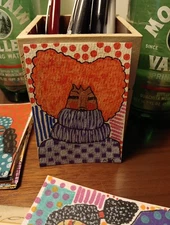 Aceo Original Mixed Media Abstract Woman - Holly Ann  In Winter