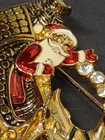 Unique Santa Reindeer Sleigh Flying Brooch Enamel Rhinestone Gold Tone Vintage