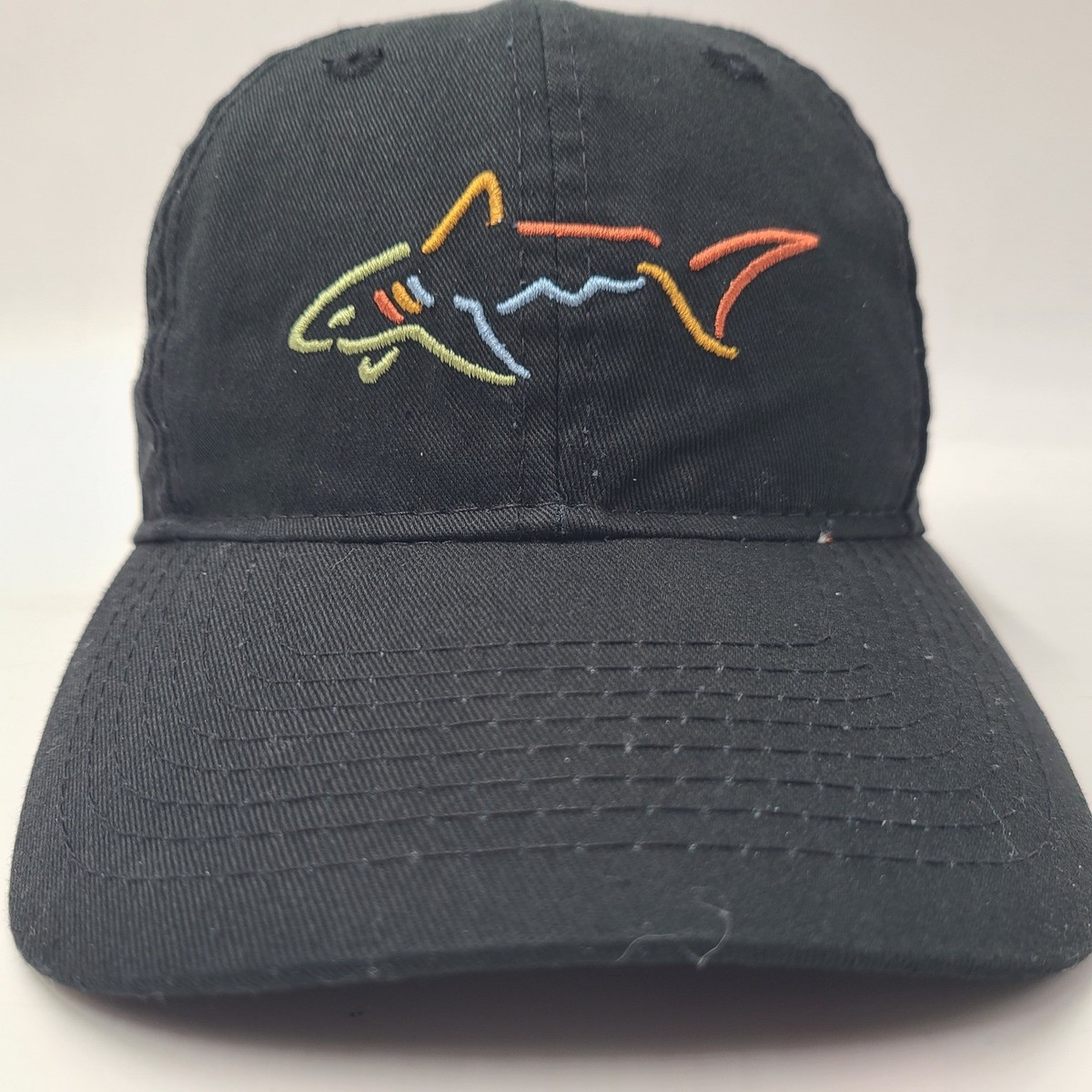 Greg Norman Hat Strapback (Fits Small) Black Shark Logo Golf