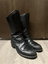 Vintage Chippewa Black Leather Motorcycle Boots Vibram Soles USA (9 D) Excellent