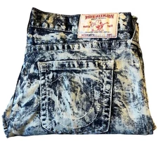 True Religion Moto Skinny Jeans Men's Size 40 World Tour Denim Acid Wash