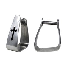 Challenger Western Angled Aluminum Saddle Roper Stirrups Black Cross 5132