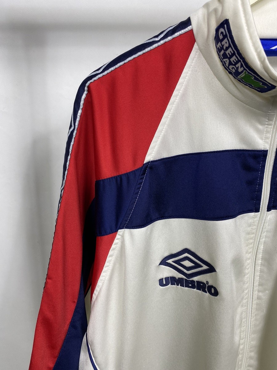 Vintage 90s Umbro England Football Training Jacket Green Flag