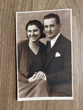 Vintage Studio Photographic Romanian Postcard Happy Couple Portrait