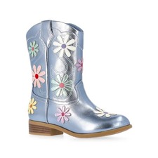 Western Cowgirl Boot Size 2 Big Girls Juniors Metallic Daisy Wonder Nation