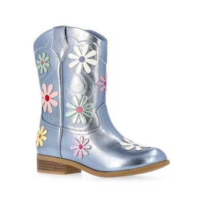 Western Cowgirl Boot Size 2 Big Girls Juniors Metallic Daisy Wonder Nation