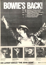 DAVID BOWIE 1972 POSTER ADVERT UK CONCERT TOUR Ziggy Stardust BACK FROM AMERICA