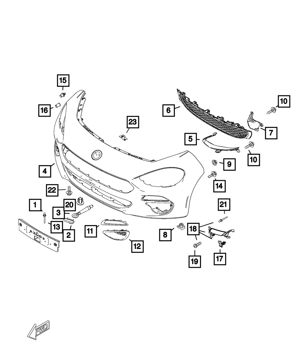 Parrilla del radiador inferior para Fiat 124 Spider 2017-2019 (N/P 68335389AA)