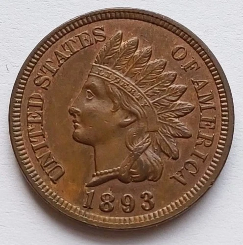 1893 Indian Head Cent Ch Proof RB, Scarce Proof Penny 1C coin