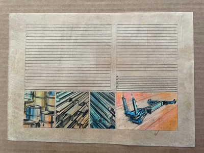 Vintage HAND DRAWN Art Republic Steel Corp for Railroad Barrels Track Bars #2