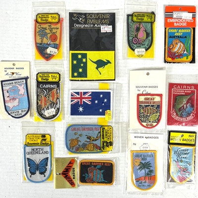 Australia Great Barrier Reef 14 Vtg Woven Badge Patch Lot NSW Cairns Queensland