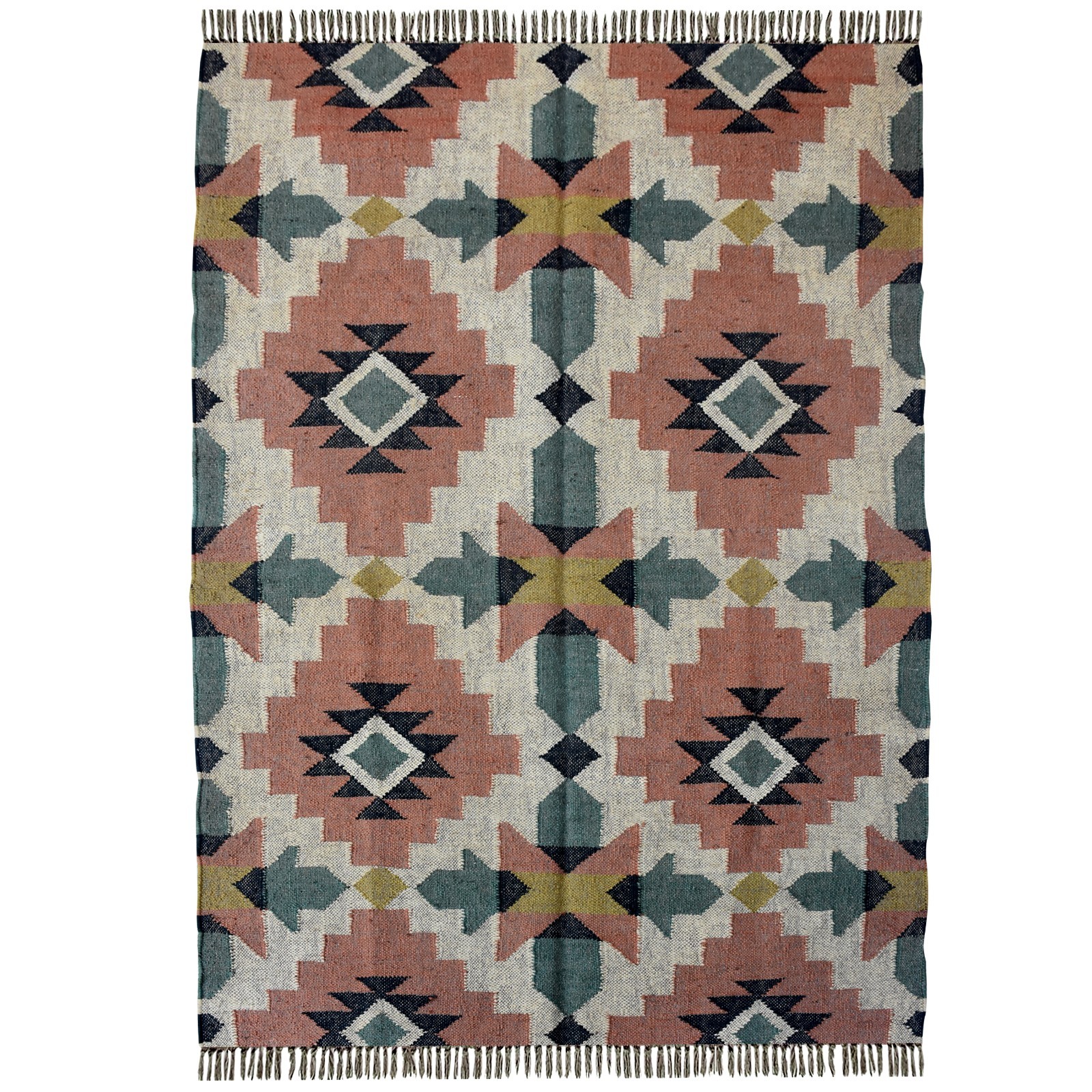 Minimalist 4x6 ft Handmade Wool Jute Kilim Rug for Living Room Decor