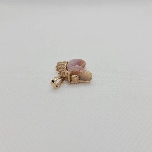 Kabana Horse Pendant 14K Rose Gold Pink Mother of Pearl Equestrian Charm Rare - Picture 7 of 11