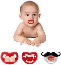 Funny Baby Pacifier, Cute Mustache Binkies, Fake Big Teeth Binky Bucktooth Hallo
