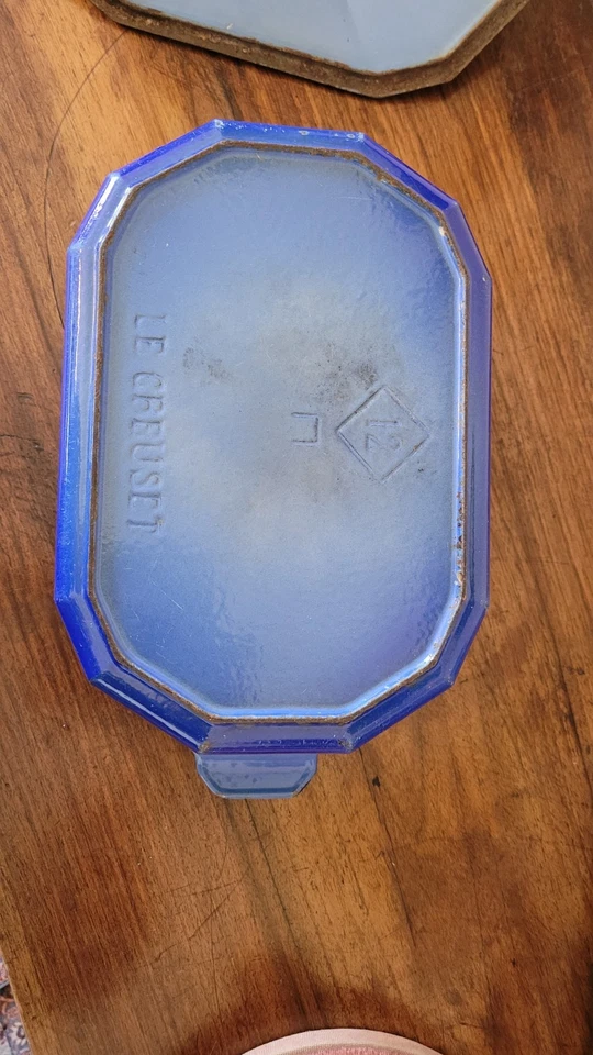 Marmite Le Creuset collection Art Deco cocotte ancienne bleu fonte émaillée - Photo 4/4