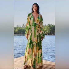 Farm Rio Women's Fresh Bananas Butterfly-Sleeve Maxi Dress Size XL NWT