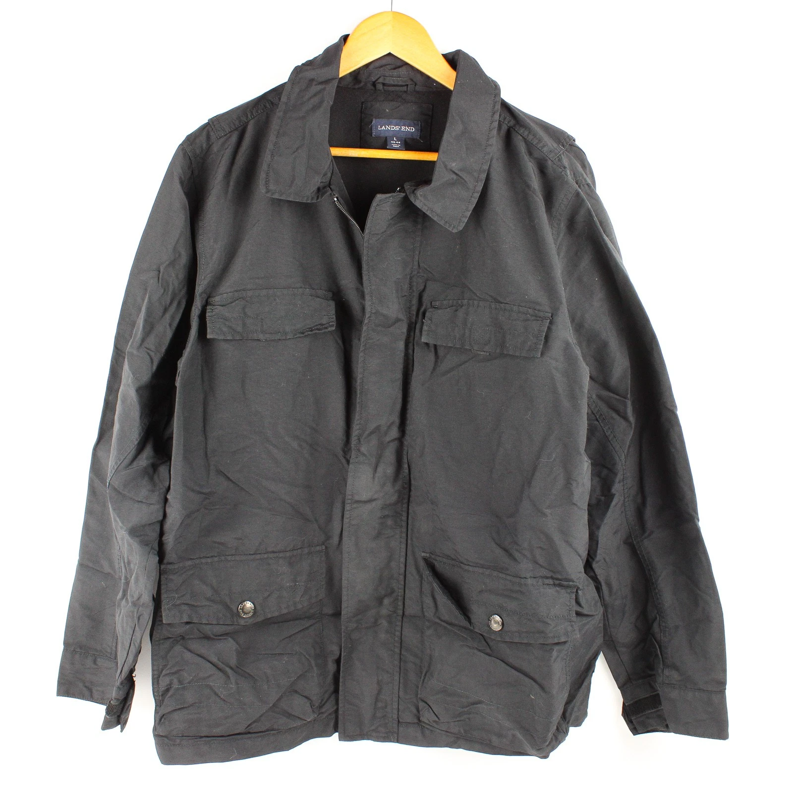 Lands End Men's L (42-44) Black Stormraker Jacket No Hood