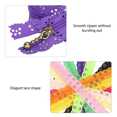 10 Stück Spitzenreißverschluss Gemischte Stile Knospenform Nr.3 Nylon 20cm - Bild 1 von 4