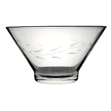 Vintage Large Etched Glass Salad Bowl Centerpiece 10.5" Diameter 6" H