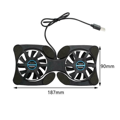 Foldable Mini Notebook Cooler Laptop USB Double Cooling Computer New A6L3 Y5F4 - Photo 10/10