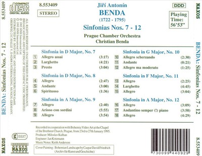 CHRISTIAN BENDA / PRAGUE CHAMBER ORCHESTRA BENDA: SINFONIAS NOS. 7 TO 12 NEW CD