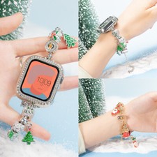 Christmas Bracelet Band Diamond Case for Apple Watch Strap Lady Ornaments Gift