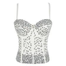 Bralette Corset Sexy En Sequins Pour Femmes Avec Bretelles Spaghetti