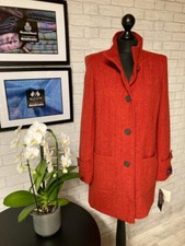 New Ladies Abraham Moon Orange/red Pure Wool Herring Bone Tweed 3/4 Coat Size 14