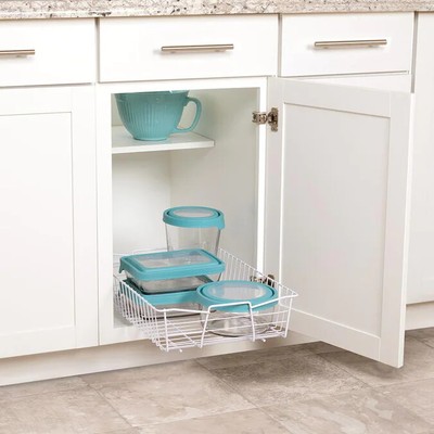 Simply Put 13.5-in W x 5.25-in H Pull Out Metal Soft Close Basket Cabinet White