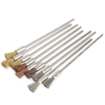 9pcs Scratch Brush Pen Set Stainless Steel/Brass/Bristles Pen Prep Sanding Br...