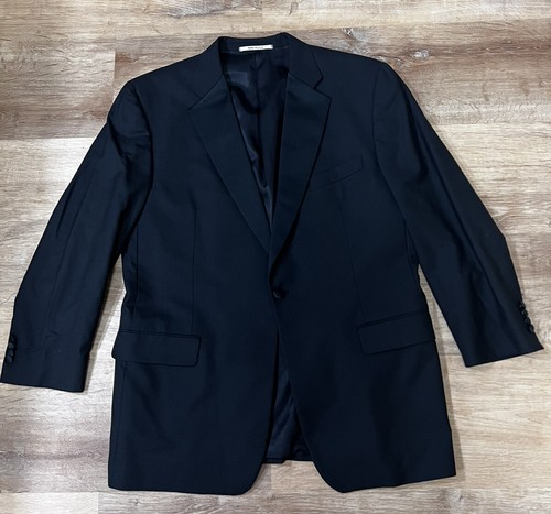 Men's BURBERRY LONDON Kensington Black Wool Tux Tuxedo Suit Jacket 44 (see pics) - Picture 1 of 7