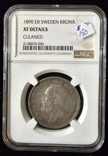 1890-EB Sweden 1 Krona NGC XF Details