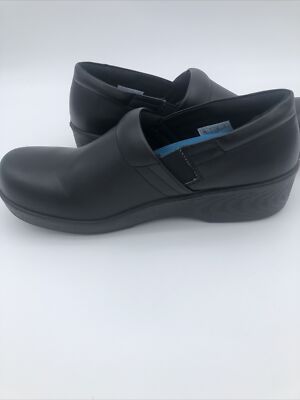 Scholls Comfort Work Clogs Black Nurse Shoes Oil Slip