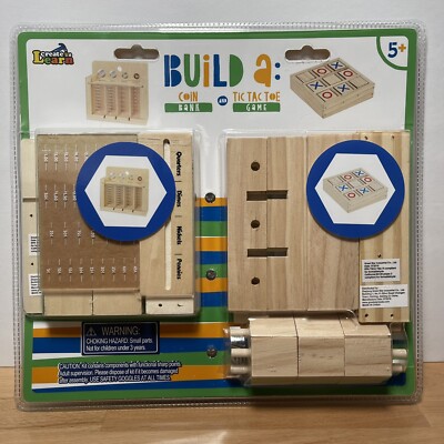 Create & Learn Wooden Kit Build A Tic Tac Toe Game Coin Bank Kit Family Fun NEW