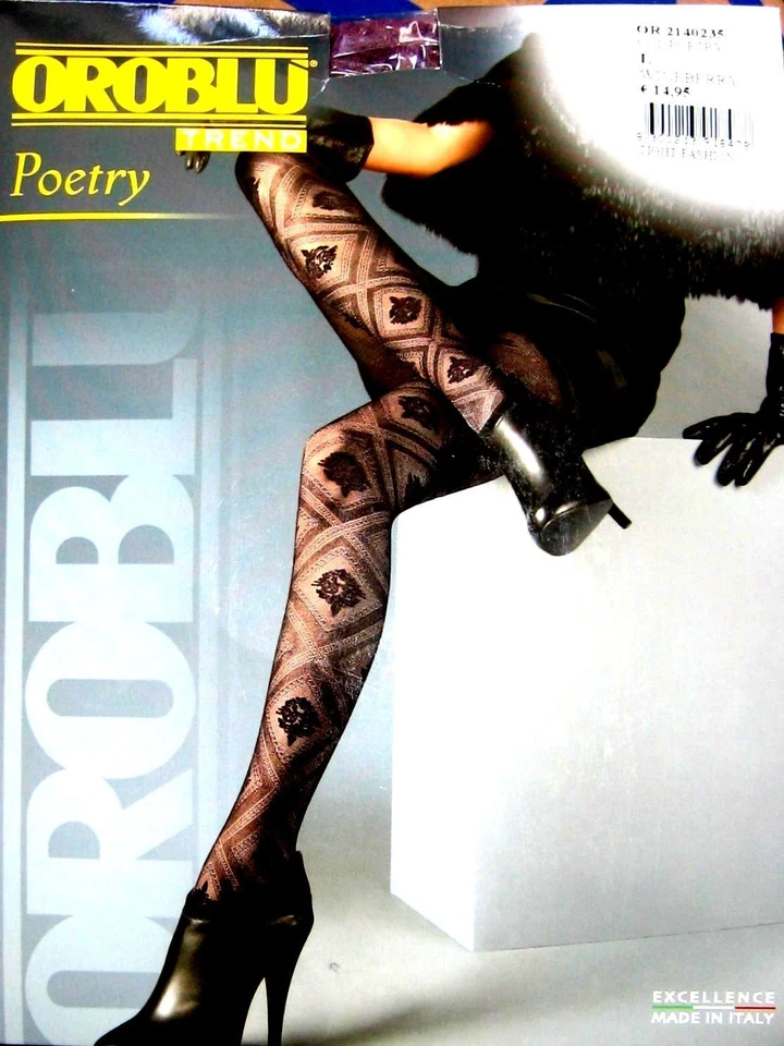 Oroblu Poetry Lace-like tights Size S Midgrey New - Bild 1 von 1