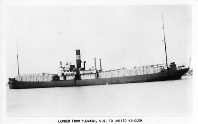 Lumber Carrier Ship - Pugwash Nova Scotia to United Kingdom RPPC