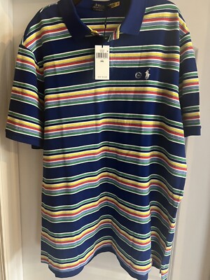 Polo Ralph Lauren Classic Fit Blue Striped Mesh Shirt RL Polo Men's 2XL $115 NWT
