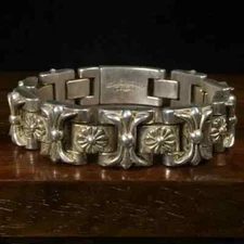 Antique Collection Old Silver Craftsman Handmade Tibetan Silver Pattern Bracelet