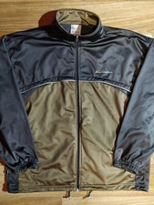 Reebok 90's Vintage Mens Tracksuit Top Jacket Brown Gray Shiny