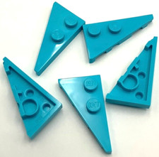 Lego 5 New Medium Azure Wedge Plates 4 x 2 Left Pointed Parts