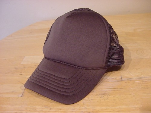 Vtg Brown Snapback Trucker Hat With Visor Rope Blank Ebay