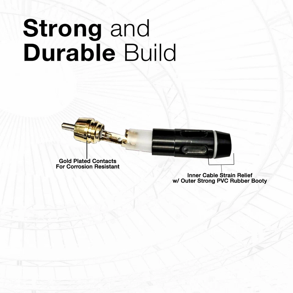 RCA Male Unbalanced Audio Phono Cable Custom Length, Color Connector Cord - Image 4 of 4