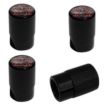 4 Black Billet Aluminum Knurled Tire Air Valve Stem Caps - Widow Spider Rb Zyk