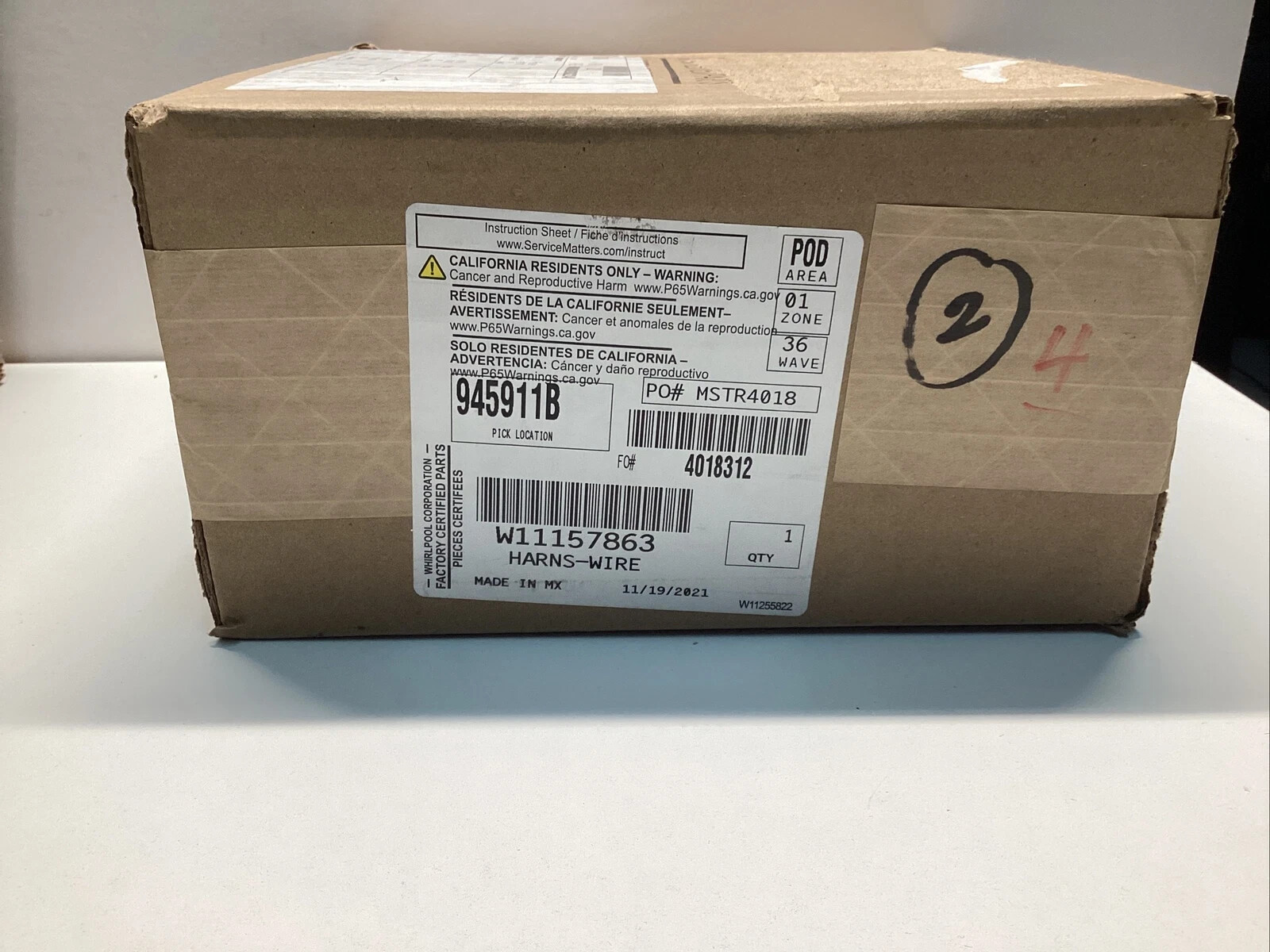 Whirlpool W11157863 Genuine OEM Main Harness GA Replacement Part