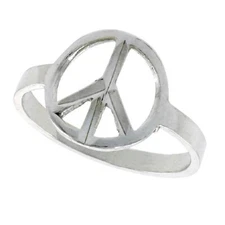 Sterling Silver High Polished Peace Sign Ring