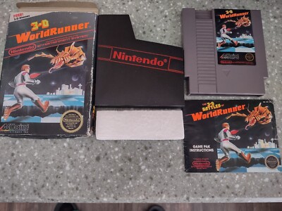 Nintendo NES 3-D World Runner 5 Screw Cartridge & Box, Manual, No Glasses. 