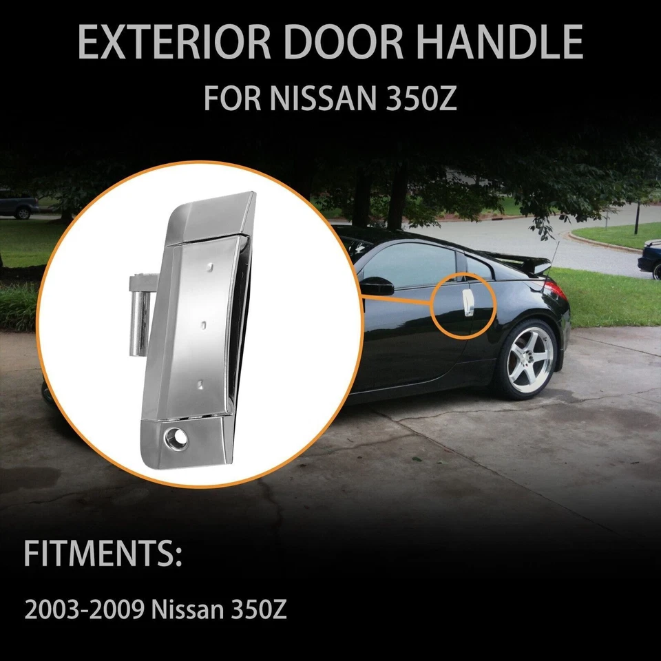 Exterior Door Handle Driver & Passenger Side Silver for 2003-2009 Nissan 350Z - Image 3 of 4